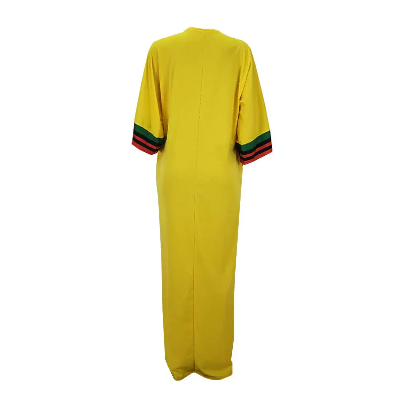 Африканские платья для женщин 2019 Лето Осень в полоску с принтом тонкие рукава длинное платье Новая мода африканские женщины Африка одежда