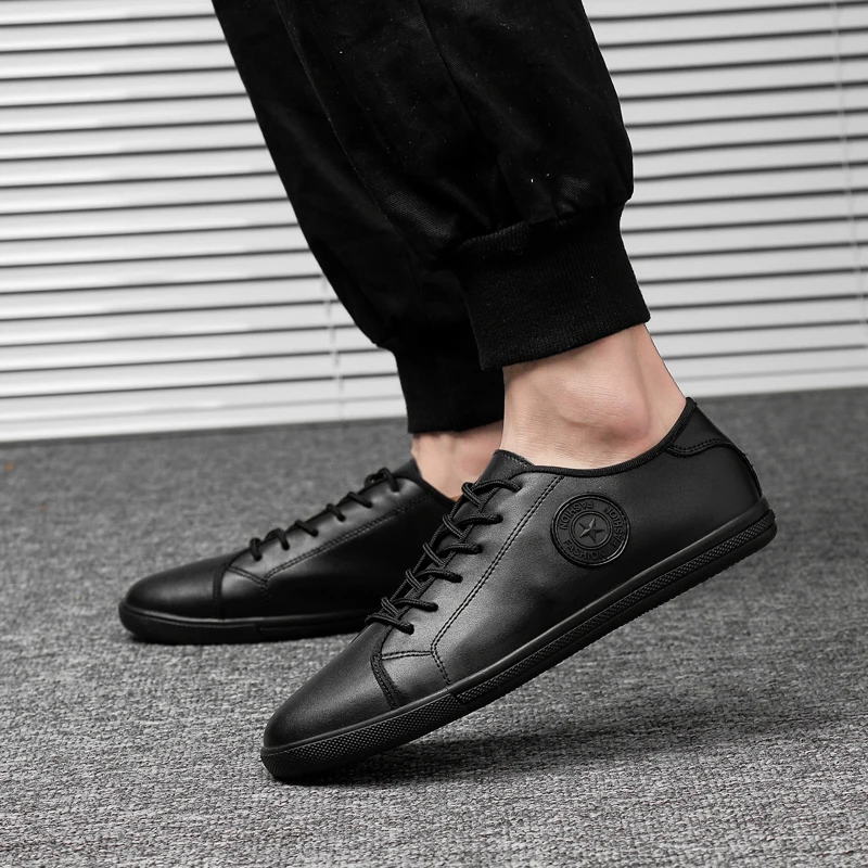 

2019 Spring New Men trend Genuine Leather Casual Shoes Male Sneakers Cool Street Men Shoes Brand Man Footwear Big Size 37-46
