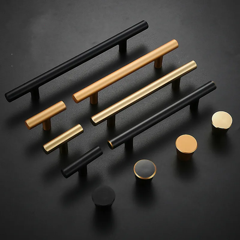 

JD Modern Simple American Cabinet Door Handle Wardrobe Gold Copper Matte Black Cabinet Drawer Single Hole Handle Furniture
