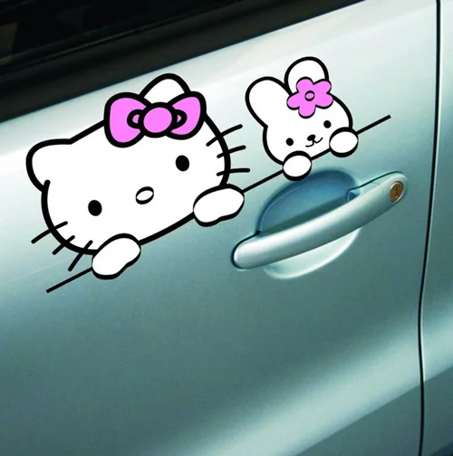 Hello Kitty Car Stickers Cute Lovely Cartoon Colorful Pink Decals PET