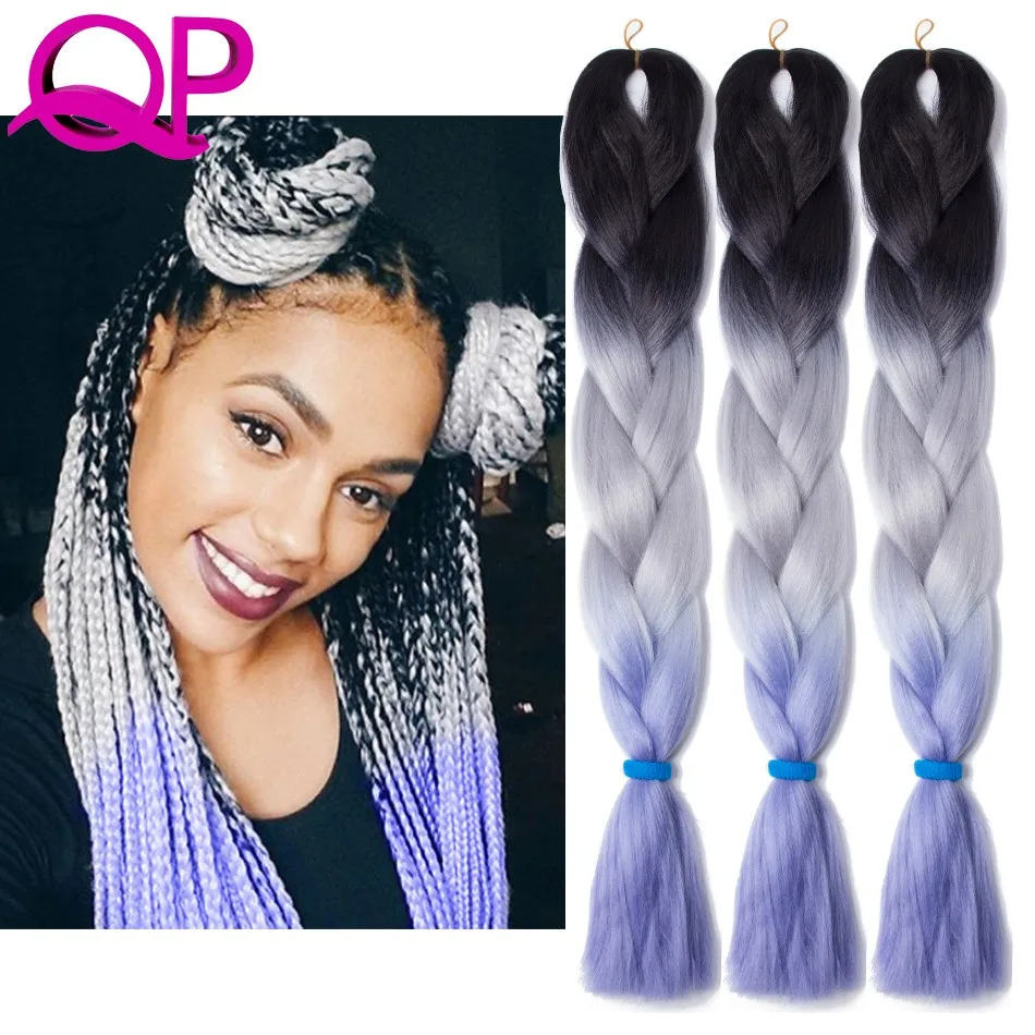 Ombre Braiding Hair Three Tone Kanekalon Jumbo Braid 10pcs Ombre
