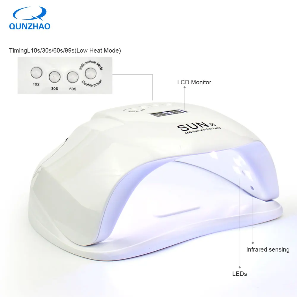 

2018 New 54W LED Nail Dryer SUNX Lamp with LCD Timer and Button 36 Leds Ultraviolet Nail Lamp for Gel Polish Nail Art Tools