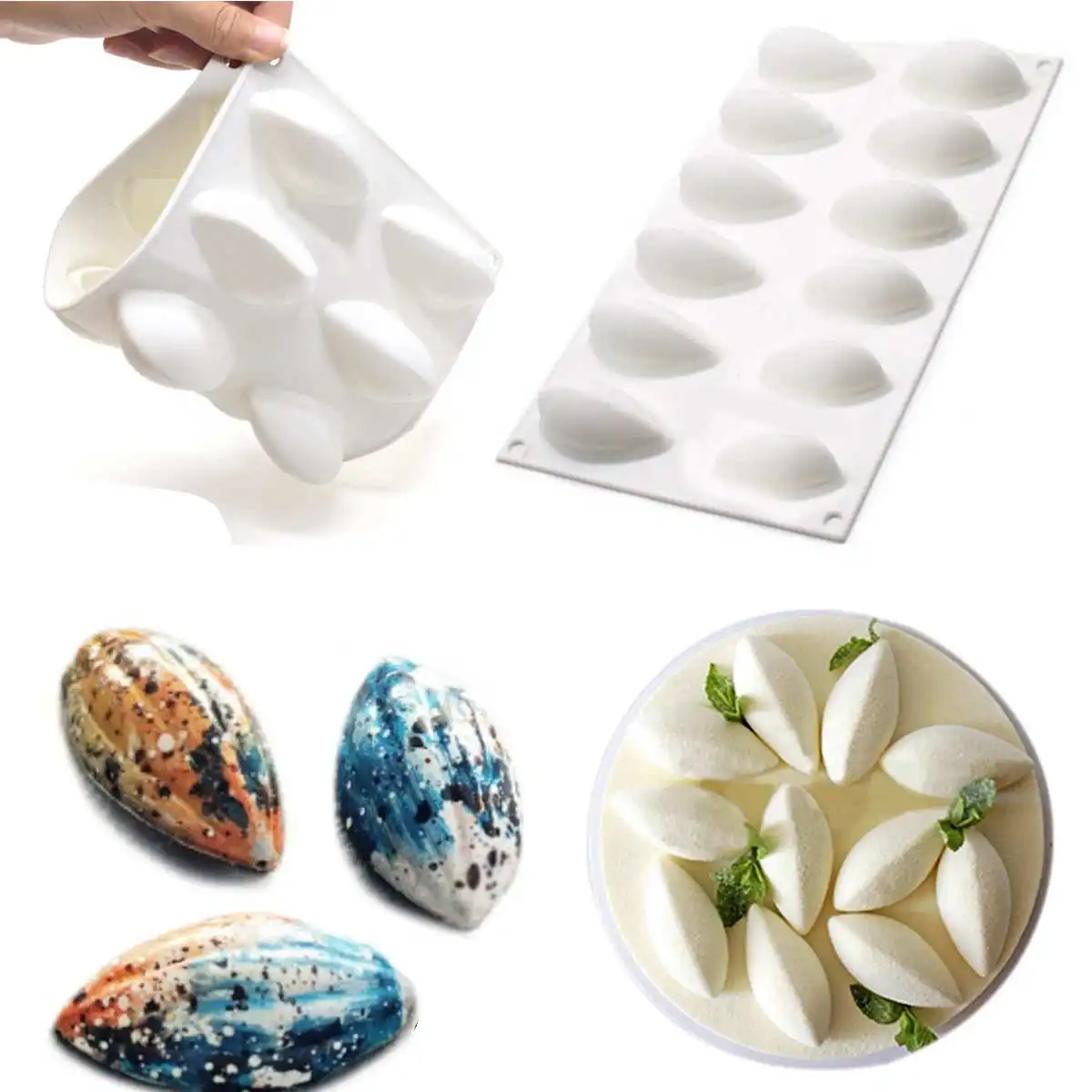 JX LCLYL Новый 3D Quenelle формы силиконовая для десерта Формы Торт Чизкейк Форма