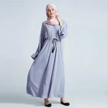 

Plus size Adult Muslim diamond beading stitching with drawstring abayas dubai fashion islamic bat sleeve abayas wq833 dropship
