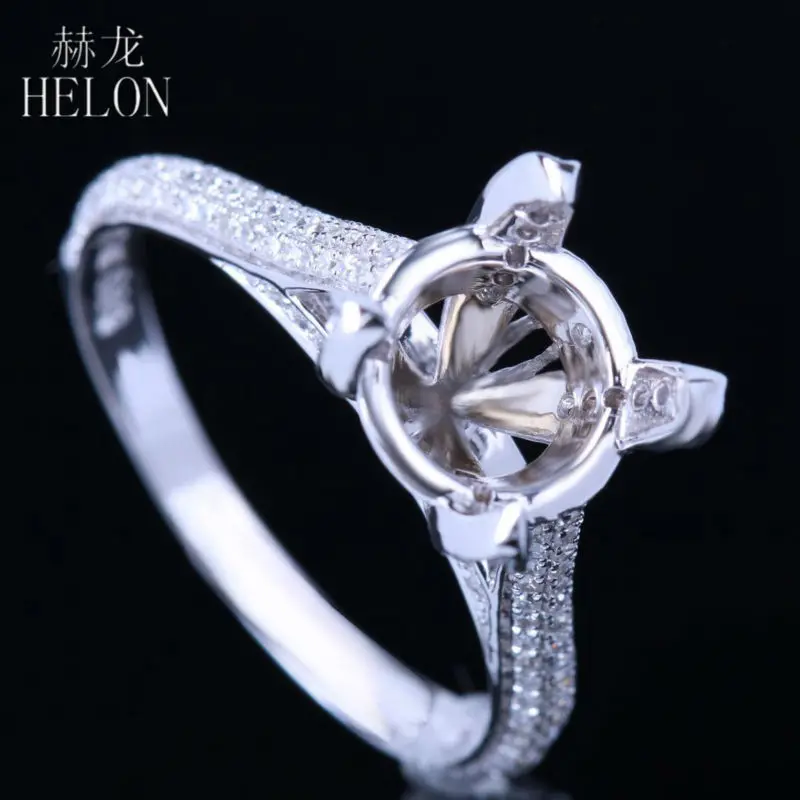 HELON Solid 14 K розовое золото 0.4ct натуральные Алмазы обручальные полу крепление кольцо женское свадебное Ювелирное кольцо подходит круглый 8-9 мм