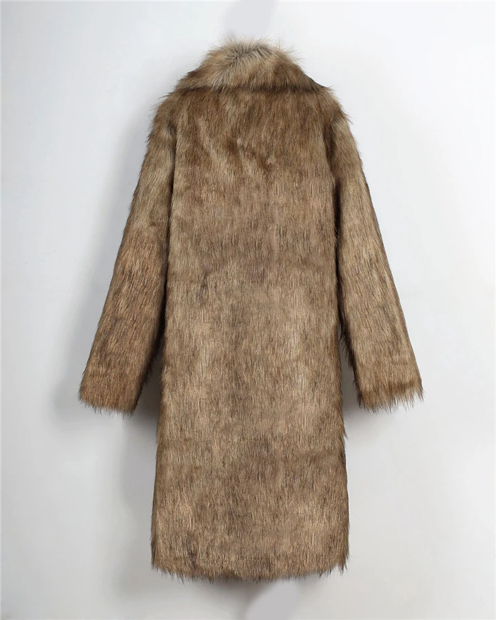 Fashion side collar long imitation fur fur jacket female autumn and winter new 2017 long coat coat female (24)