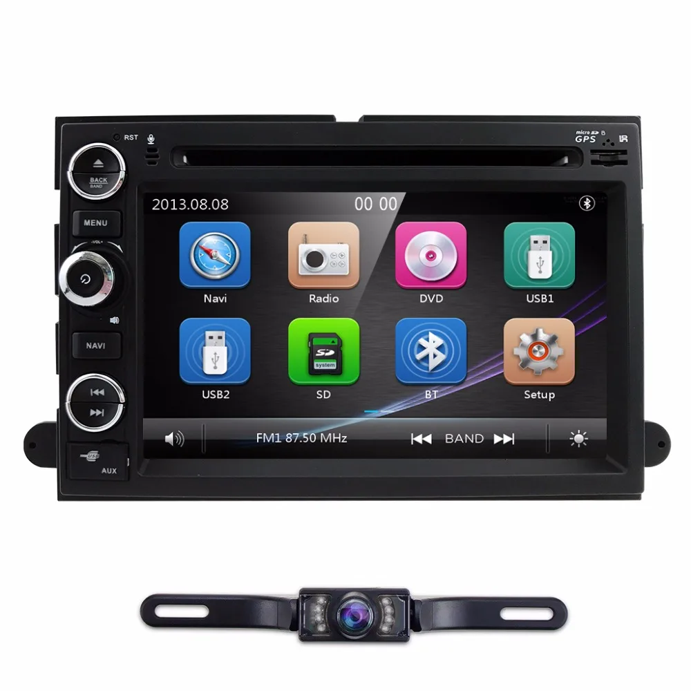 

Fit Ford F150 F250/350/Edge/Fusion/Mustang In Dash DVD Player GPS Navigation Stereo Radio BT Steering Wheel Ctrl DAB RDS MAP CAM