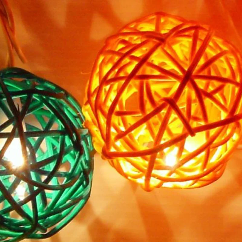 5 m/m 10 m LED Luces de Navidad al aire libre interior 5 cm bolas decorativas de ratán cadena Led Luces de hadas guirnalda Luces Led Para Fiestas