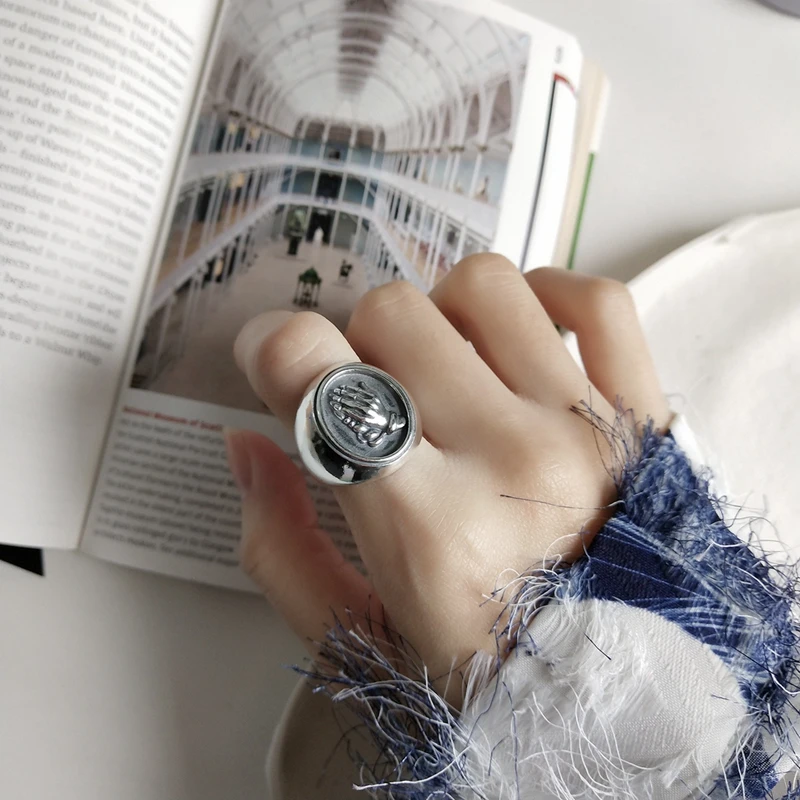 LouLeur 925 пробы серебряные кольца для молитвы серебряные руки круглые креативные винтажные высокого качества новые японские корейские стильные кольца ювелирные изделия