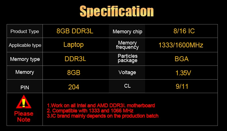 VEINEDA оперативная память SO DIMM ddr3l 4 ГБ 8 ГБ 1,35 в DDR3L 1333 1600 МГц DDR3 PC3-12800 4 ГБ для ноутбука