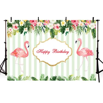 

Floral Flamingo Photo Backgrounds Customized Birthday Photographic Backdrops for Photo Studio Telon De Fondo Para Fotografia