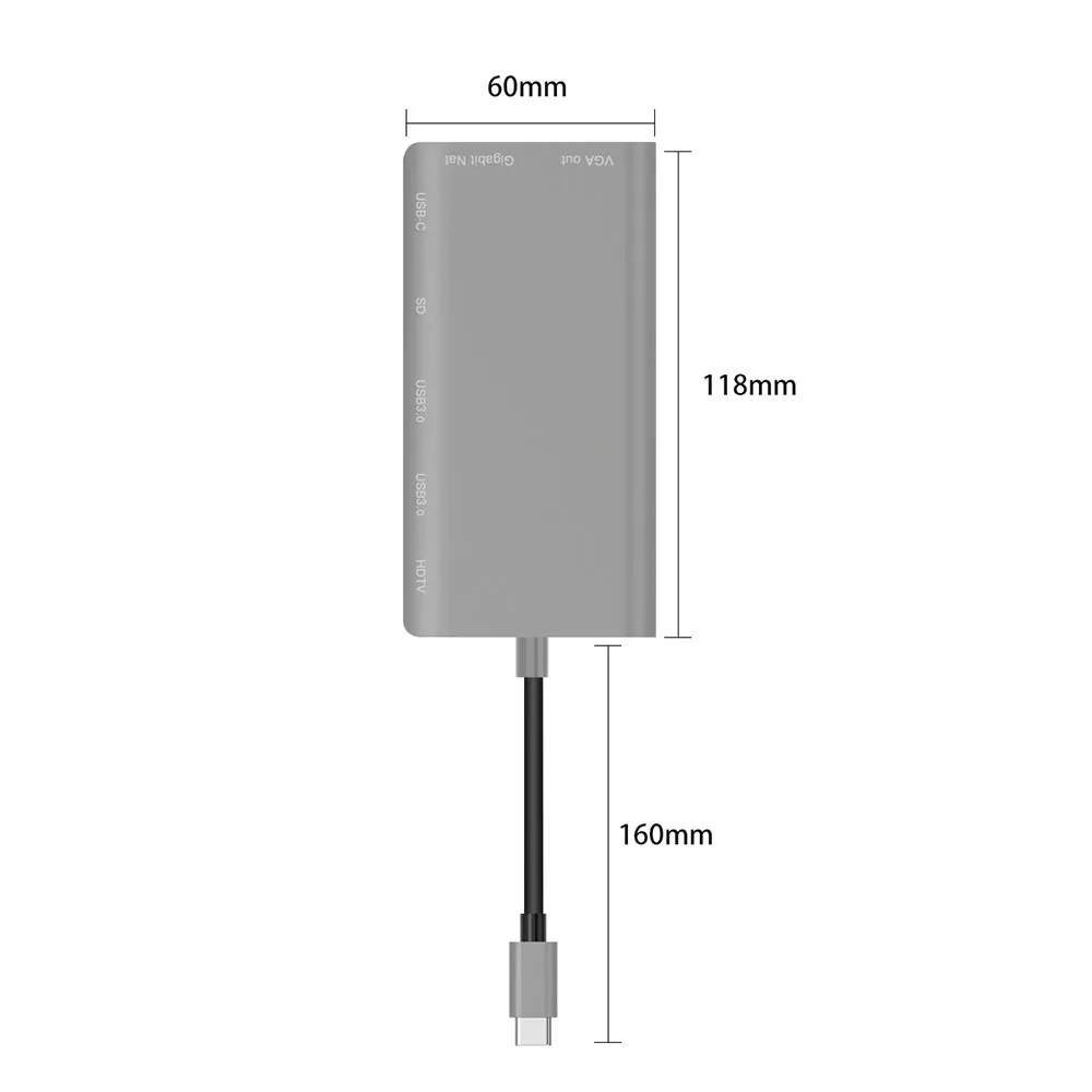 CARPRIE type-C Многофункциональный Док-станция из алюминиевого сплава USB-C концентратор USB C 8 в 1 концентратор 3,0 HDMI 4K VGA RJ45 адаптер SD TF кардридер концентратор