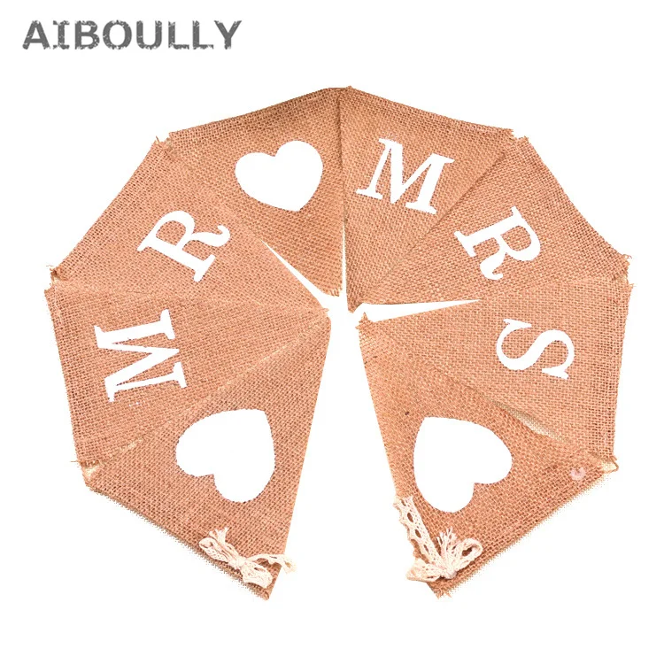 Mr Mrs Love heart винтажный Свадебный баннер джутовый бандаж реквизит для фотосессии
