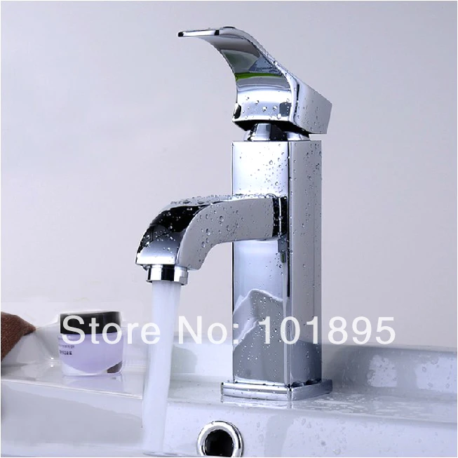 

L17260 - Luxury Square Model Deck Mounted Chrome Finish Brass Basin Faucet