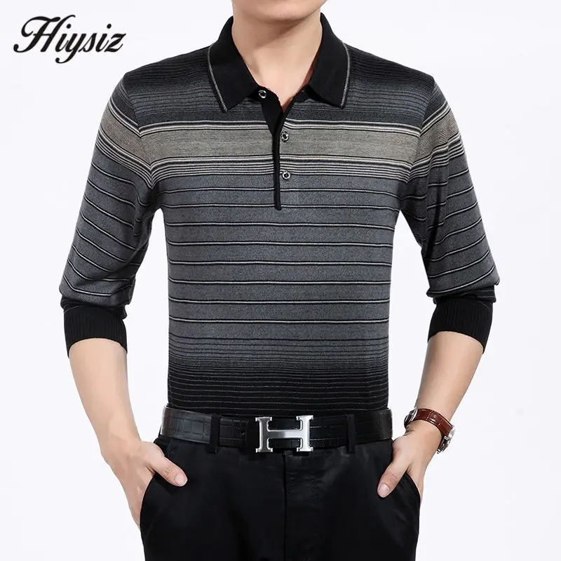 Высокое качество, Осенние кашемировые шерстяные свитера для мужчин, известный бренд, одежда для бизнеса, повседневный Полосатый пуловер для мужчин, большие размеры, рубашки 66128 - Цвет: Серый
