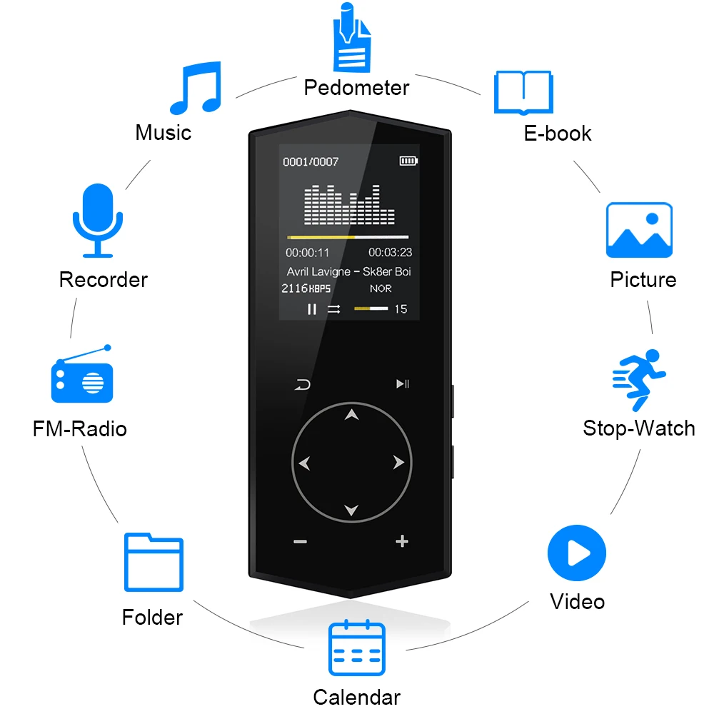 SAGO M1 Bluetooth 4.1 Touch Screen MP3 Player 1.8&quot Color Screen Lossless Sound with 16GB Storage Support FM/TF/Voice Recordi