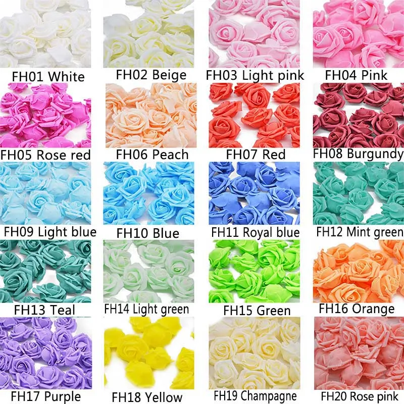 Cheap 20pcs Multicolor Foam Rose Flower Head Artificial Rose Bouquet Handmade Wedding Home Decoration Festive Party scrapbook