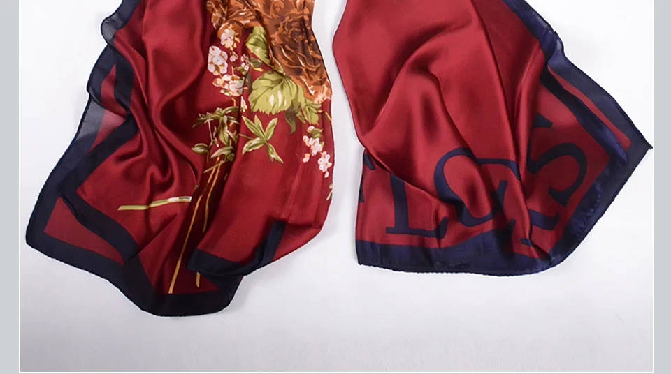 [BYSIFA] зимний темно-синий шелковый шарф, шаль,, Женский Бренд, шелк, имитация длинного шарфа, весна-осень, 180*90 см
