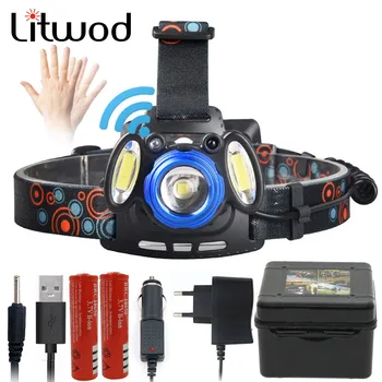 Litwod LED 야외 헤드램프, XM-L T6 COB 줌 렌즈 헤드 램프, 손전등 토치, 강력한 6000 루멘, 18650 배터리 충전식