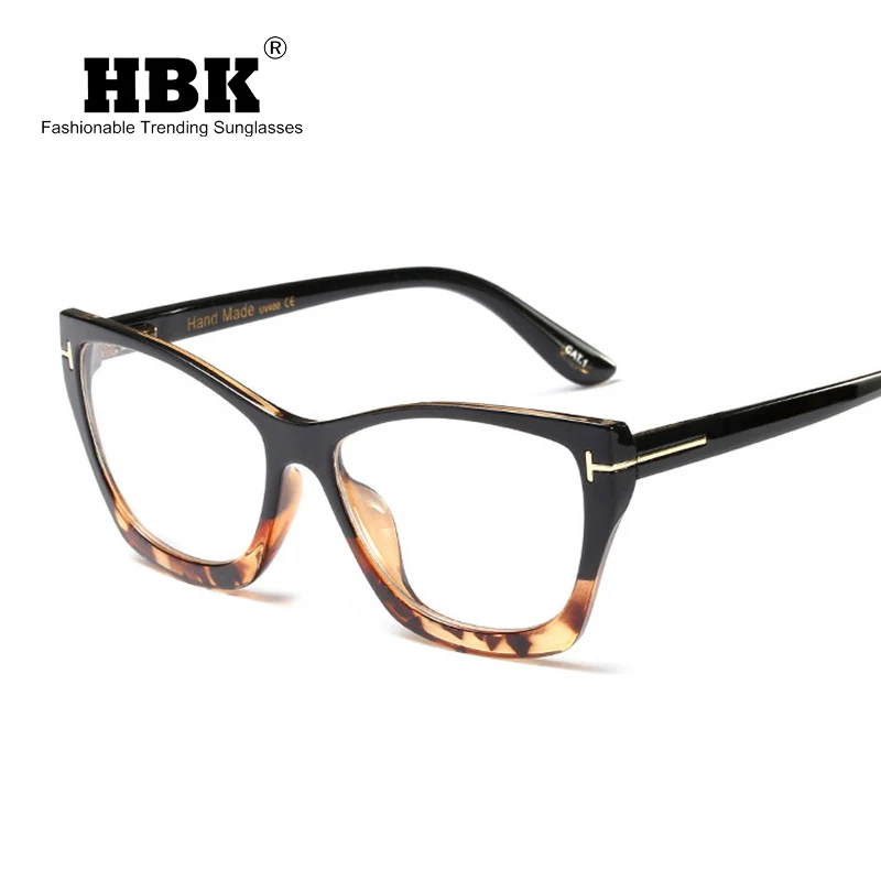 HBK квадратные оправы для очков для мужчин и женщин трендовые стили сексуальные оптические для женщин модные компьютерные очки прозрачные линзы очки UV400 - Цвет оправы: C2 black leoprd.clea