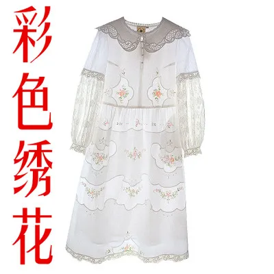 Линетт китайское платье ручной работы вышитое белое Струящееся платье с рукавами-фонариками кружевное цельнокроеное платье с воротником