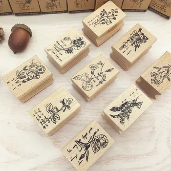 

Vintage plant wooden rubber stamps for scrapbooking stationery DIY scrapbooking wooden stamp