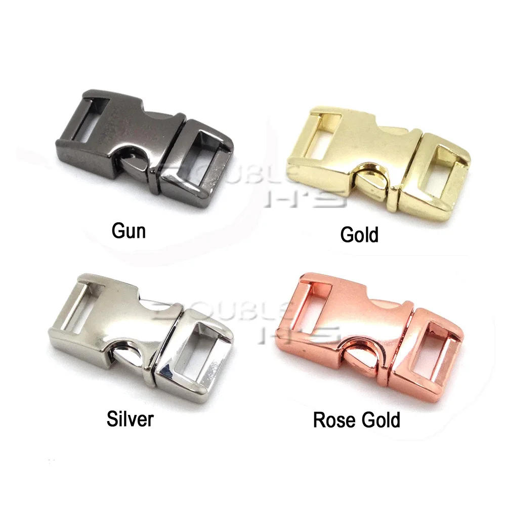 

50pcs/lot 3/8"(10mm) 4 color metal paracord buckle side release buckle small dog collar clips Paracord Shackles Accessories