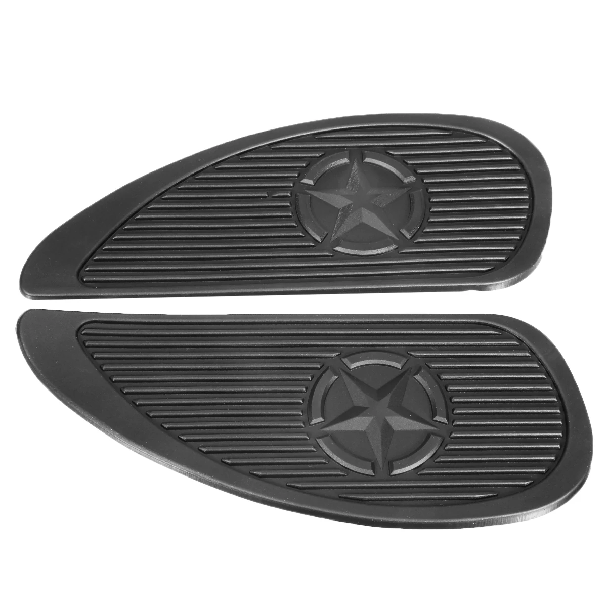 1Pair Universal Motorcycle Fuel Tank Side Knee Grip Traction Pad Black Rubber Sticker Protector For Retro Classic Moto For Honda