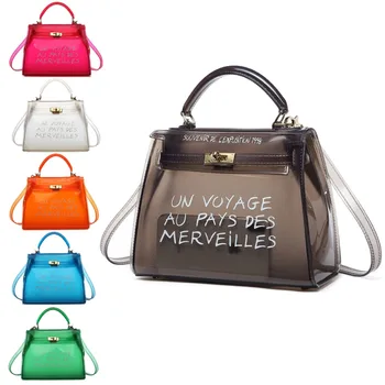 

Miss Lulu Clear Transparent PVC Shoulder Bags Women Solid Candy Color Jelly Bags Purse Handbags Crossbody Bag Tote Black E1905