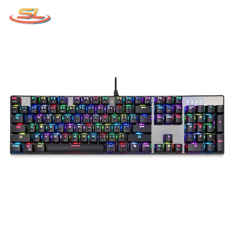  CK104 Gaming Wired Mechanical Keyboard 104 Keys Real RGB Blue Switch LED Backlit Anti-Ghosting mag 