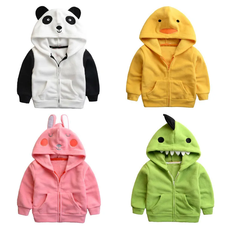 

Autumn/ Winter Fleece Hoodies Cartoon Children Coat Baby Girls Warm Outerwear 1-5 Years Kids Sweatshirt Cute Child Thick Clothes