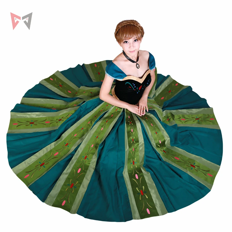 Athemis Frozen Anna Princess Coronation dress Cosplay costume custom made size suit necklace