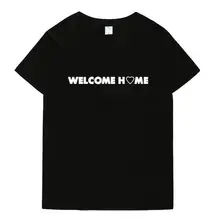 Летний стиль унисекс Добро пожаловать домой с принтом "любящее сердце" Круглая горловина любителей Футболка kpop красный бархат Ирен же футболка с короткими рукавами