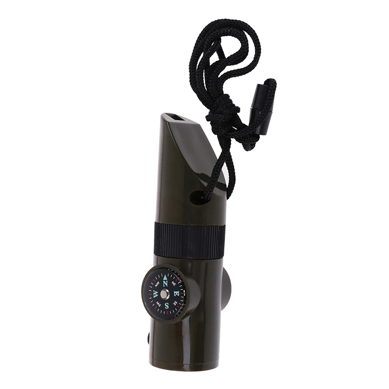 

New 7 In1 Military Survival Kit Multifunctional Survival Whistle Compass Thermometer LED Flashlight Fire Magnifier Camping