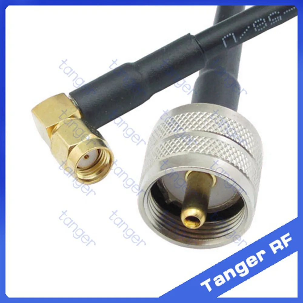 

Hot sale Tanger UHF male plug PL259 SL16 to RP-SMA male right angle connector RF RG58 Pigtail Jumper Coaxial Cable 20inch 50cm