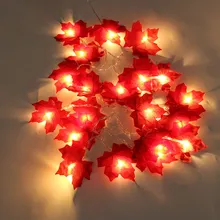 1,5 м кленовые листья светодиодный шнур 10 светодиодный/3 м 20 светодиодный AA батарея USB работает осенний забор покрытый растениями Вечерние огни лестничные перила украшения