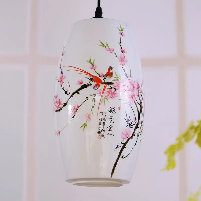 

Chinese style eggshell ceramic lamps balcony wedding decoration single pendant light