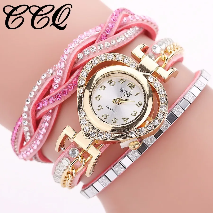 Прямая поставка и, часы ccq, женские модные часы, женские часы-браслет с сердечком, часы, Relogio Feminino, лидер продаж - Цвет: pink