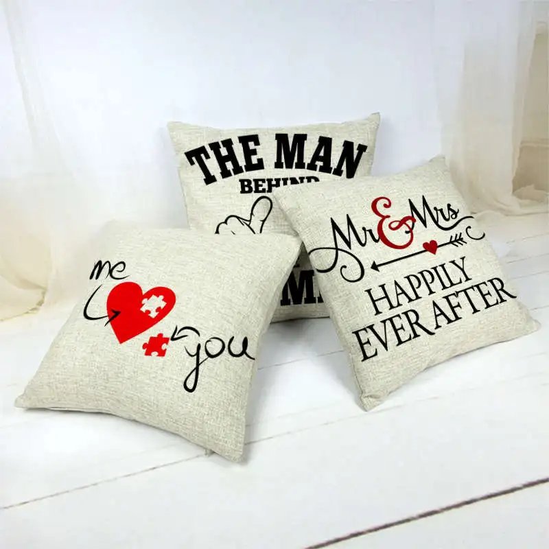 

Simple Style Text Heart Pattern Cushion Cover Happy Every Day Smiling Heart 45X45Cm Home Office Sofa Decoration Throw Pillowcase