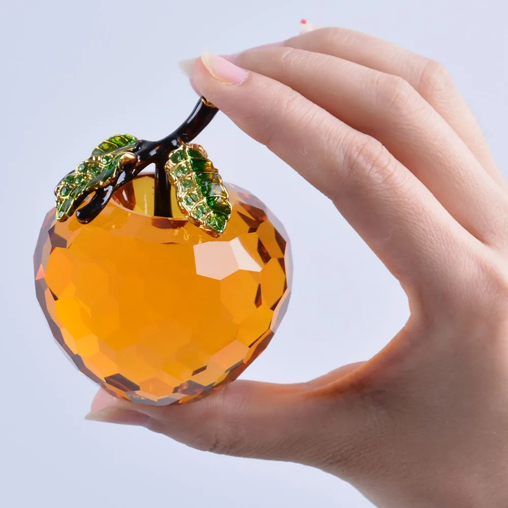 amber crystal apple paperweight decoration crystal fruit 60mmin