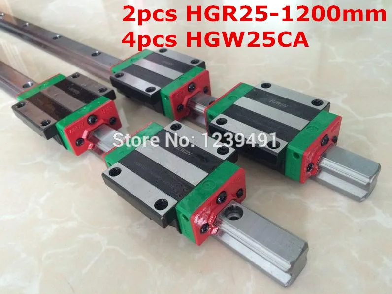 

2pcs original HIWIN linear rail HGR25 - 1200mm with 4pcs HGW25CA flange block CNC Parts