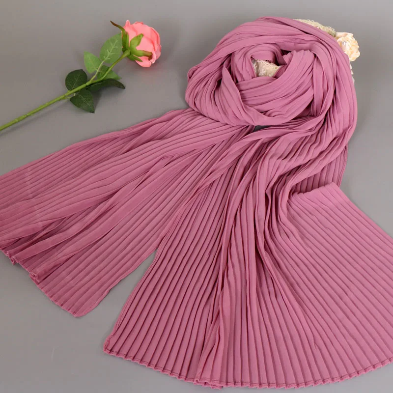 Модные pleat bubble шифон морщин длинные полосатые платки хиджаб деформации pashmian мусульманские шарфы/шарф