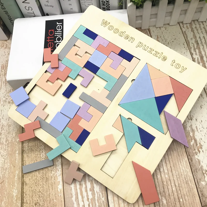 

Ant Develop Brain-Benefiting Tetris Wooden Children's Toys 3-5 Years Old Boys Intelligence Building Block Girls 4-6-7