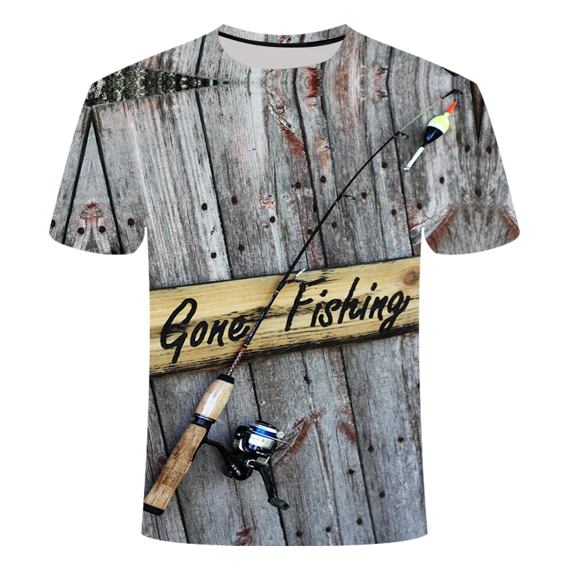 

New 3D fishing rod t shirt Leisure t-shirt 3D funny fish Men and Women Printed tshirt Hip hop T-shirt Harajuku Asian size S-6XL