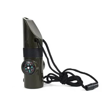 

by dhl or ems 100pcs 7 in 1 field Survival Whistle Compass Thermometer Flashlight Magnifier Survival Reflectance Signal Mirror