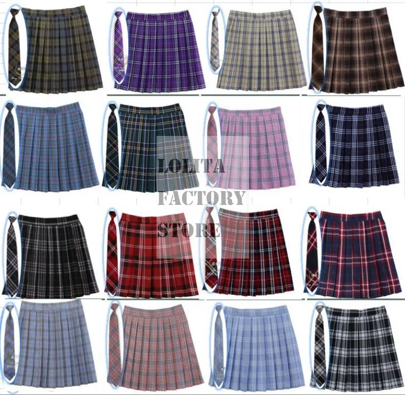 

PLUS SIZE Harajuku UNIFORM Women Fashion Summer high waist pleated skirt Wind Cosplay plaid skirt kawaii Female Skirts with tie