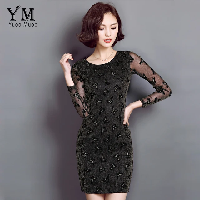 Yuoomuoo 2016 New Style Shining Spring Dress Women Fashion Erfly Yuoomuoo 2016 New Style Shining Spring Dress Women Fashion Erfly Design Basic Korean Vestidos Y