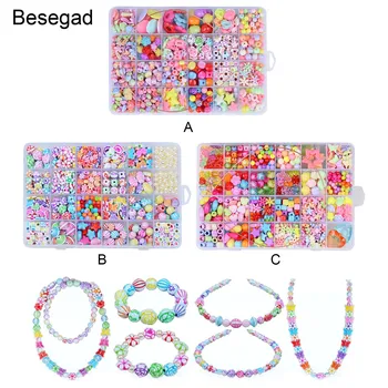 

Besegad 550pcs Assorted Styles Acrylic Craft Beads for Jewelry Making Kids DIY Bracelets Necklaces Educational Toys