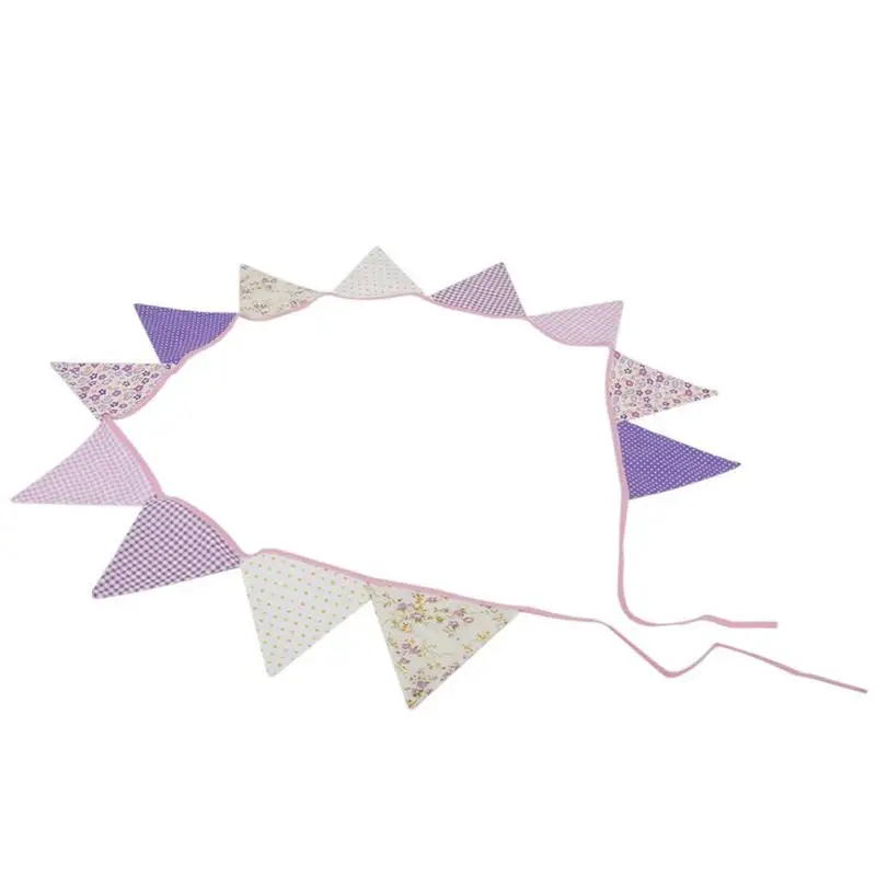 12 шт. фиолетовые серии милые хлопковые тканевые баннеры персональные Свадебные флаги розовые винтажные вечерние украшения для детского шоу гирлянды