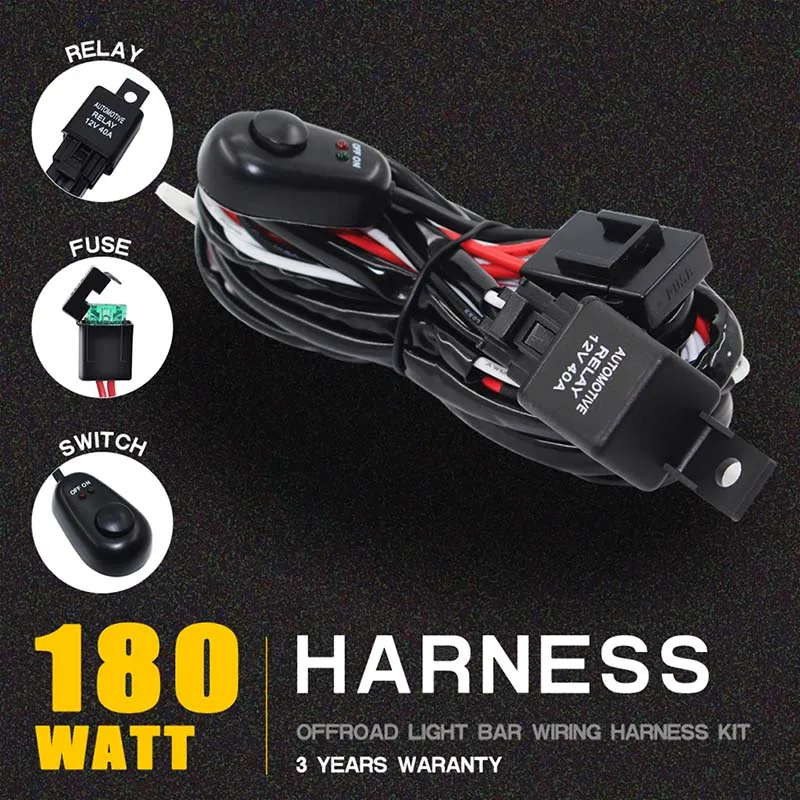 

Wiring Harness Wire Switch Relay Kit for Connect Work Driving LED Light Bar Car Spotlight DXY88